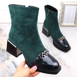 Botas femininas com salto decorativo verde D&amp;A S.Barski Premium Collection MR870-70 1