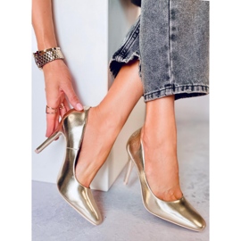 Karen L. GOLD feminino de salto alto dourado 1