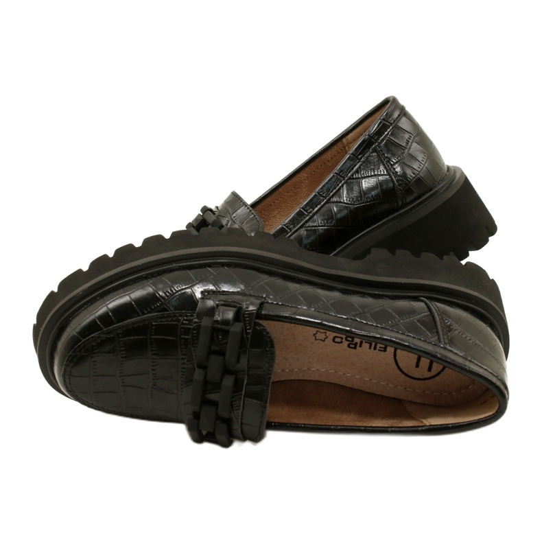 Mocassins de couro com decoração Filippo DP4792/23 BK CR preto 4