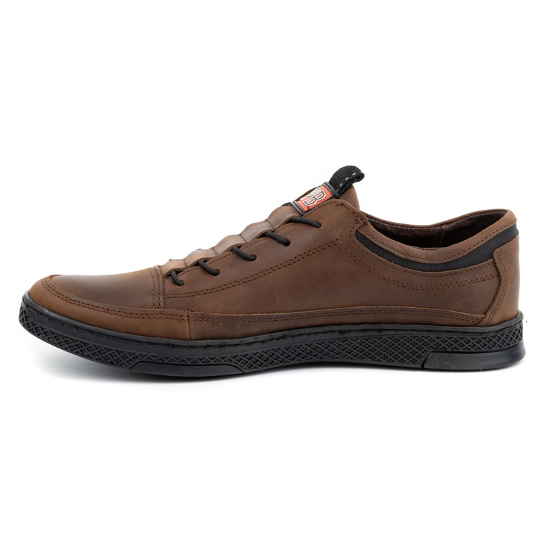 Polbut Sapatos casuais de couro masculino K22 marrom escuro castanho 1