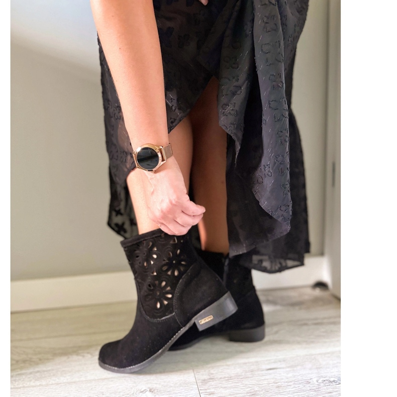 Olivier Botas Alice pretas com bordados confortáveis preto 2 Olivier Botas Alice pretas com bordados confortáveis preto 2