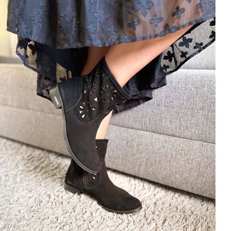 Olivier Botas Alice pretas com bordados confortáveis preto 1 Olivier Botas Alice pretas com bordados confortáveis preto 1