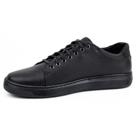 Polbut Sapatos de couro masculino 2109, lã preta preto 1