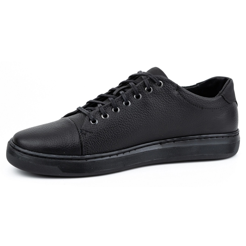 Polbut Sapatos de couro masculino 2109, lã preta preto 1