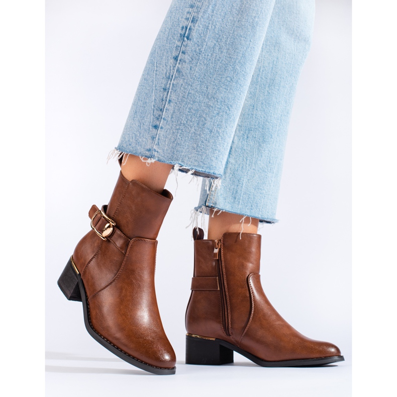 Botas marrons de salto baixo Shelovet castanho 1