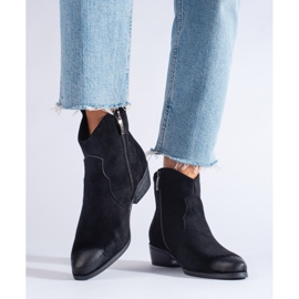 W. Potocki Botas de cowboy pretas femininas em camurça Potocki preto 1