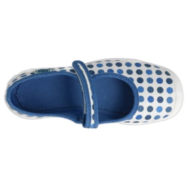 Chinelos infantis Befado com velcro, bolinhas 114Y495, azul e branco 4