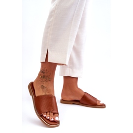 Chinelos femininos de couro Camel Harmony marrom 3