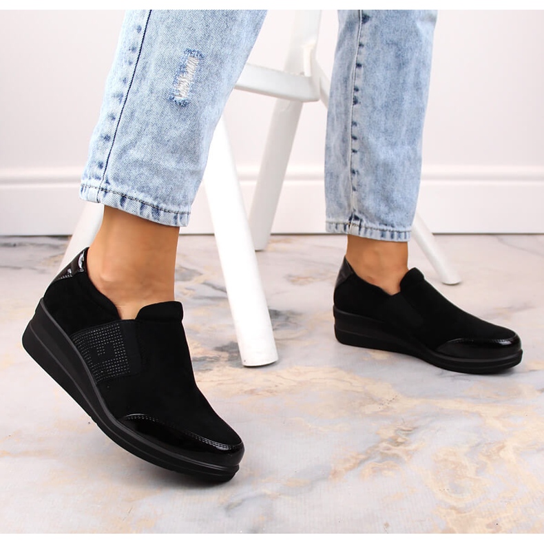 Sapatos de cunha pretos de mulher Sergio Leone 1