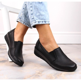 Sapatos femininos de couro, slip-on preto Helios 350 2