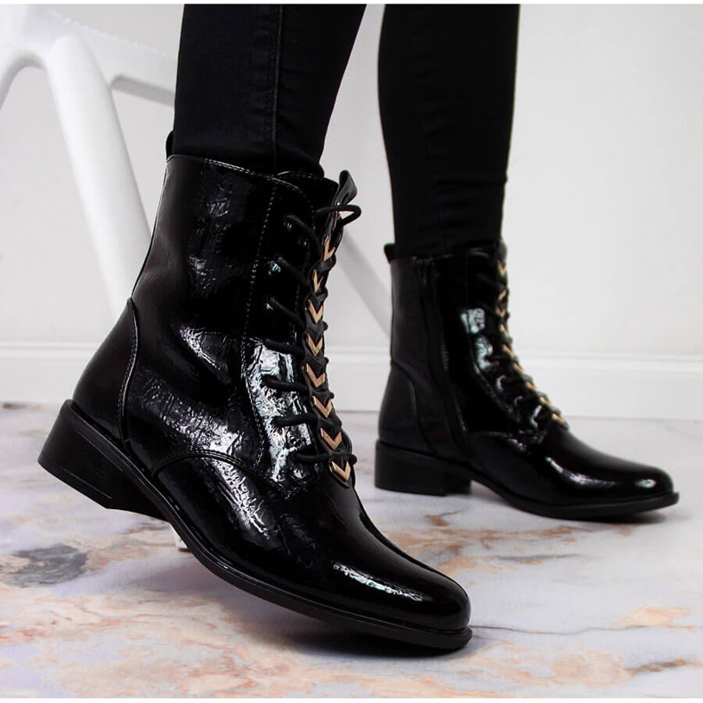 Botas femininas com isolamento envernizado, pretas Jezzi ASA62-91 preto 2