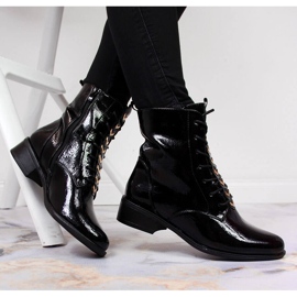 Botas femininas com isolamento envernizado, pretas Jezzi ASA62-91 preto 1