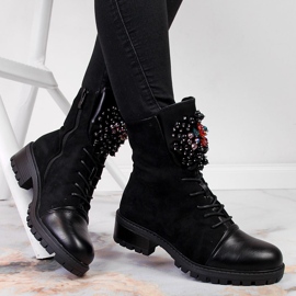 Botas femininas com isolamento e miçangas, pretas Jezzi RMR2071-15 preto 1