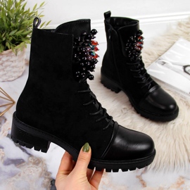 Botas femininas com isolamento e miçangas, pretas Jezzi RMR2071-15 preto 2