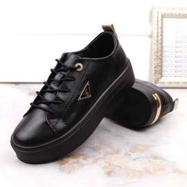 Sapatos femininos de couro na plataforma preta Filippo preto 1