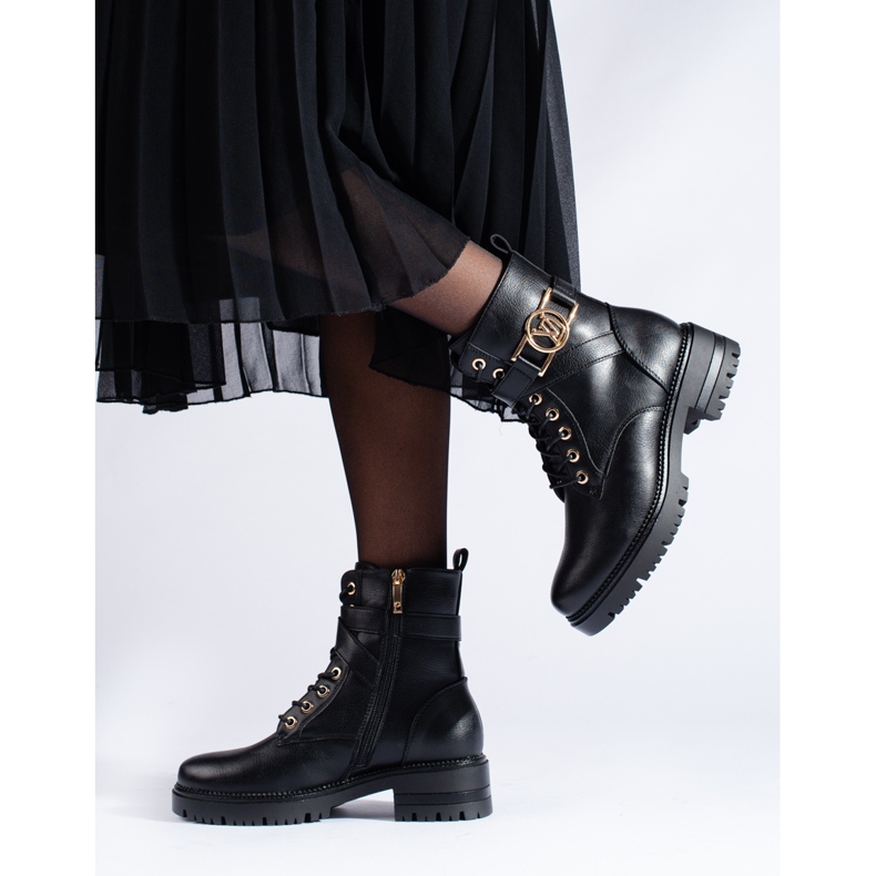 W. Potocki Vestuário de trabalho feminino Potocki feito de couro ecológico preto 2