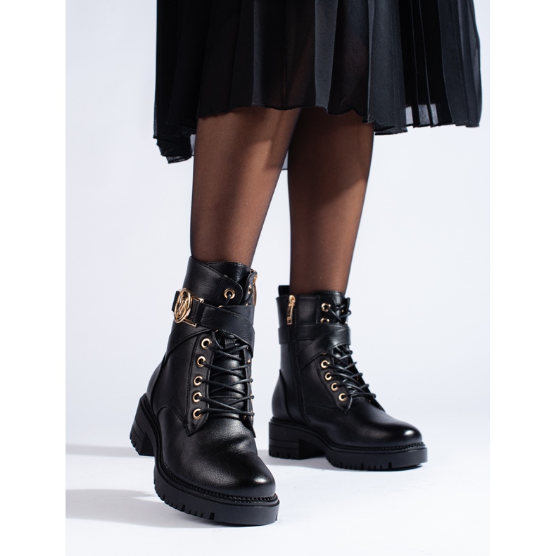 W. Potocki Vestuário de trabalho feminino Potocki feito de couro ecológico preto 1