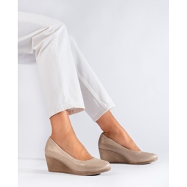 Sapatos de cunha de mulher Shelovet com purpurina dourado 1