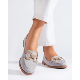 SHELOVET Mocassins de mulher em camurça cinza Shelovvet 1