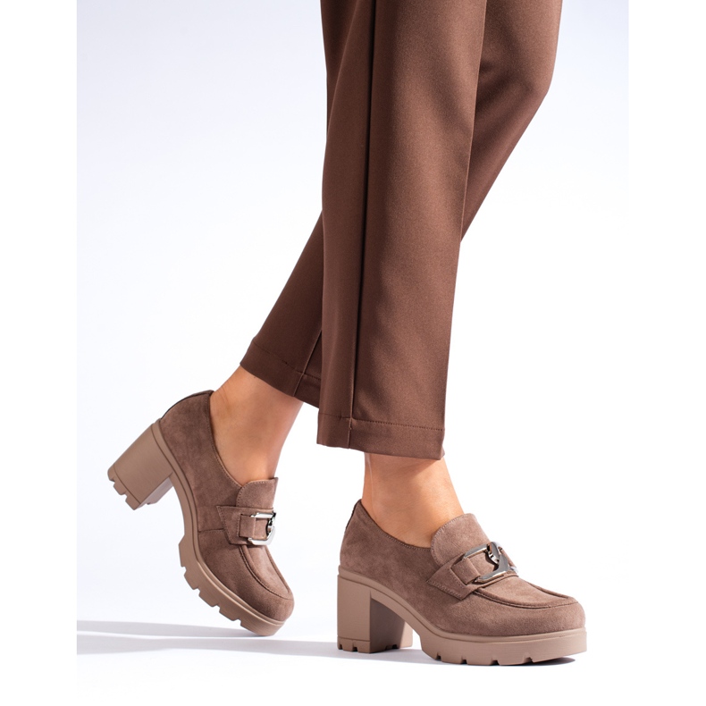 W. Potocki Sapato salto alto de camurça bege escuro, Potocki 1