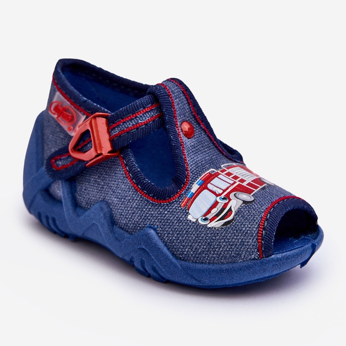 BEFADO S.A. Sandálias infantis, chinelos Befado, Caminhão de bombeiros 217P118, Azul 1