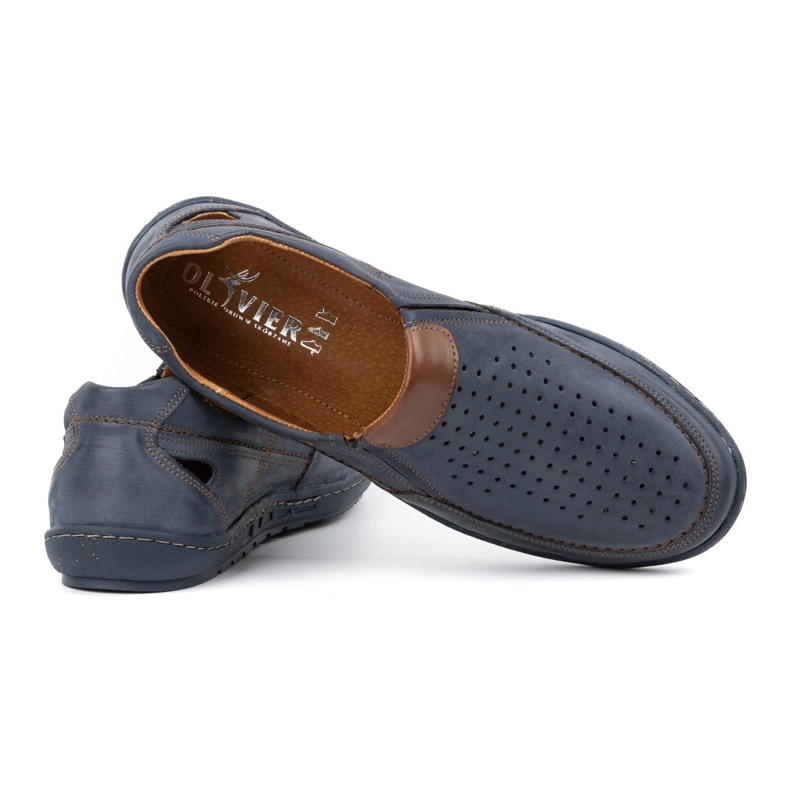 Olivier Mocassins de couro masculino para o verão 602 azul marinho 2