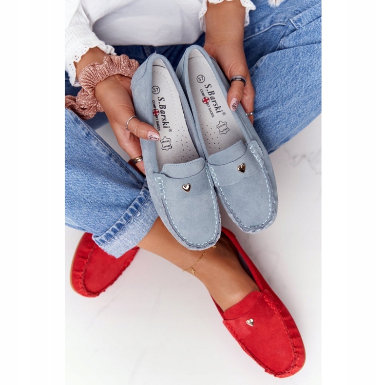 S.Barski Mocassins de camurça feminino S. Barski Azul 2