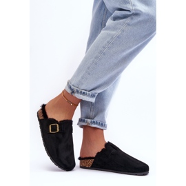 FB2 Chinelos femininos de camurça com pelo preto Haidamia 2