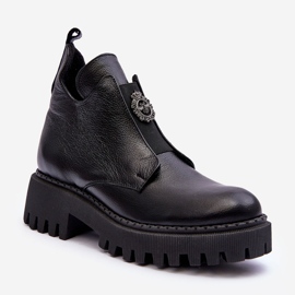 Lemar Botins femininos de couro com decoração preto Lusanna 1