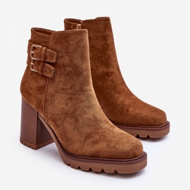 Botas de camurça com salto alto marrom Makeline castanho 1