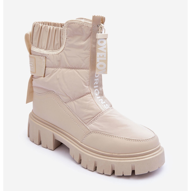 PE1 Botas femininas de neve com isolamento alto bege Freoc 1