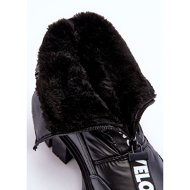 PE1 Botas femininas de neve com isolamento alto pretas Freoc preto 1