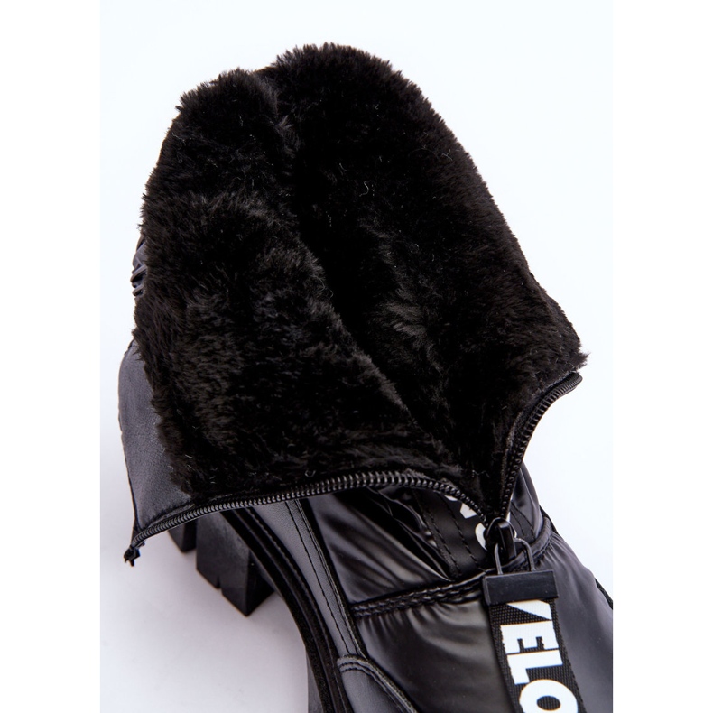 PE1 Botas femininas de neve com isolamento alto pretas Freoc preto 1