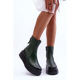 Lemar Botas femininas de couro com plataforma verde Jenefer 1