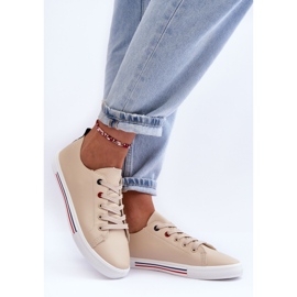 PE1 Calçado desportivo feminino em pele bege Mosaia 1