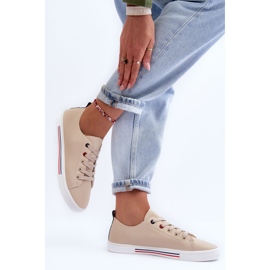 PE1 Calçado desportivo feminino em pele bege Mosaia 2