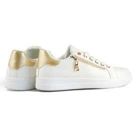 Calçado desportivo branco com fecho dourado 1