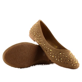 Bailarinas com zircônias cúbicas A909 cáqui 1