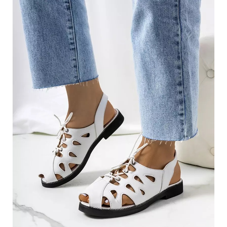 Vlis sandália branca com amarração branco 1 Vlis sandália branca com amarração branco 1