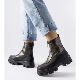 Botins maciços verdes escuros com zíper Morley 1 Botins maciços verdes escuros com zíper Morley 1