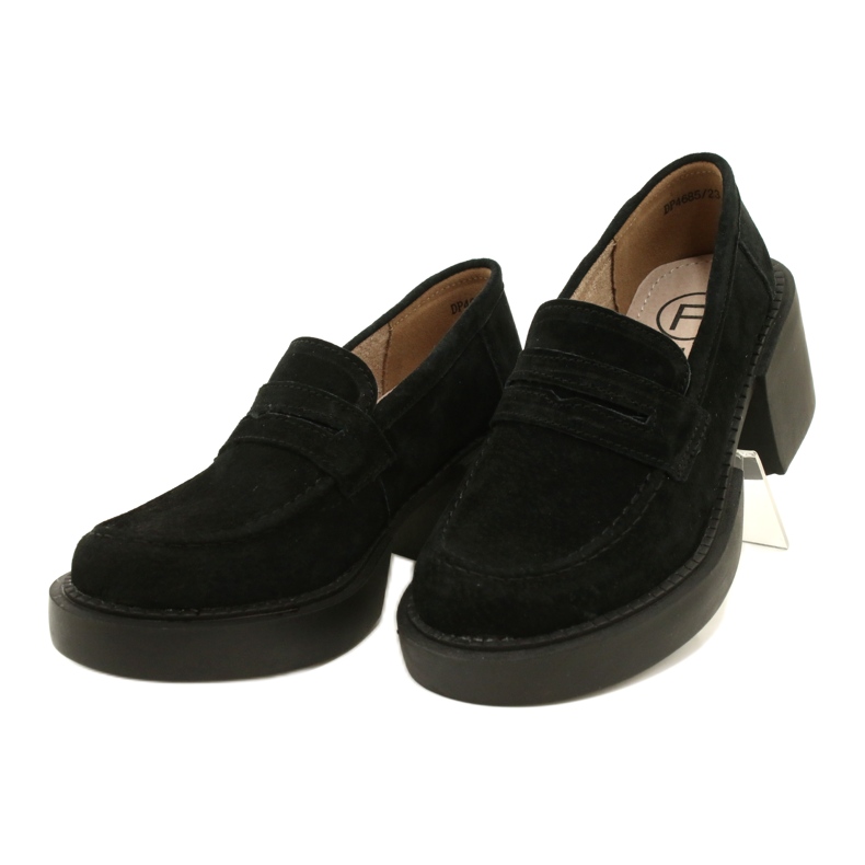Mocassins de camurça da moda Filippo DP4685/23 BK preto 2