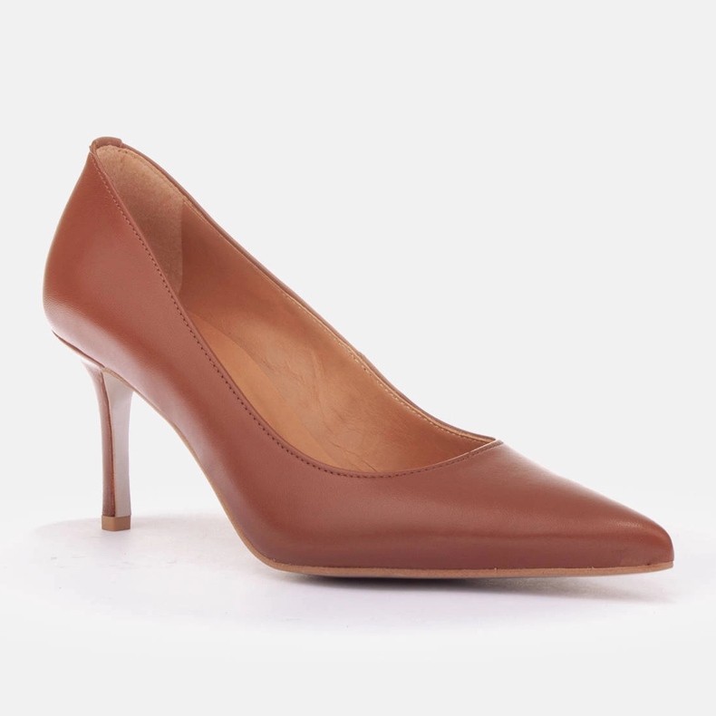 Marco Shoes Salto de couro napa castanho 1