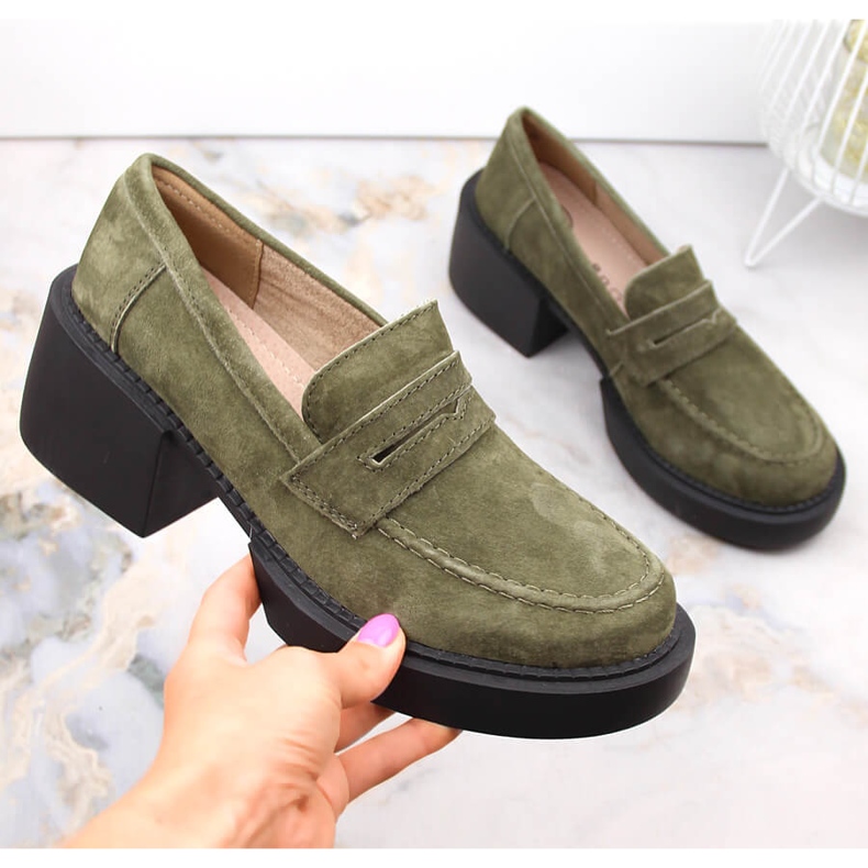 Sapatos femininos de camurça verde Filippo DP4685 2