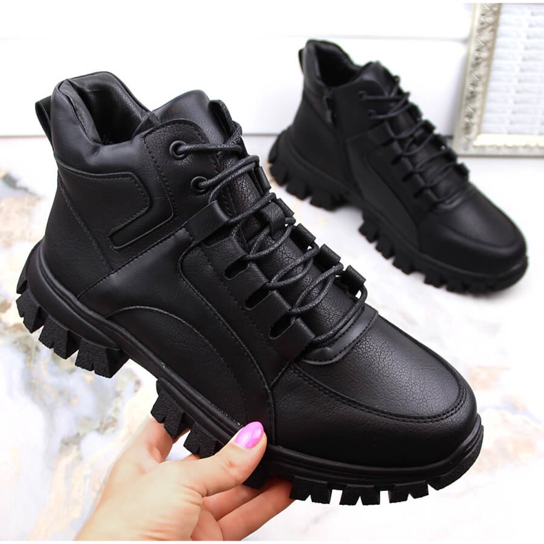 Botas femininas com plataforma preta isolada por Sergio Leone BT750 preto 1