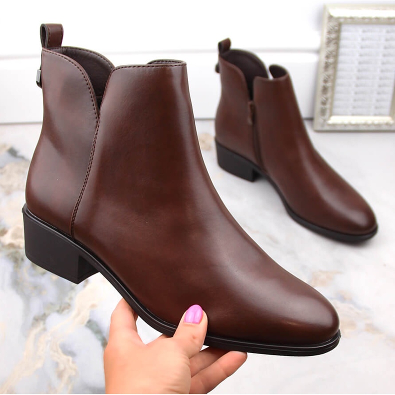 Botas femininas Chelsea, isoladas marrom, Sergio Leone BT606 castanho 1