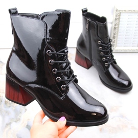 Botas femininas de salto alto com isolamento em couro envernizado, pretas Vinceza 58127 preto 1