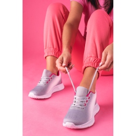 Tênis esportivo feminino Shelovet branco e cinza com amarração 2