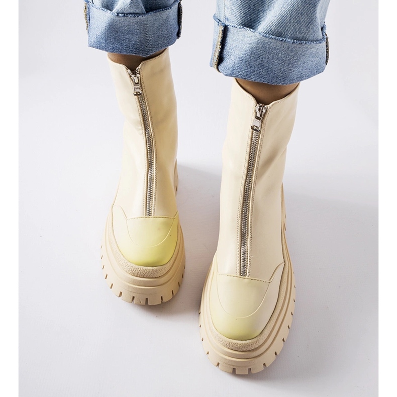 Botins enormes bege com zíper Bergamo 1 Botins enormes bege com zíper Bergamo 1
