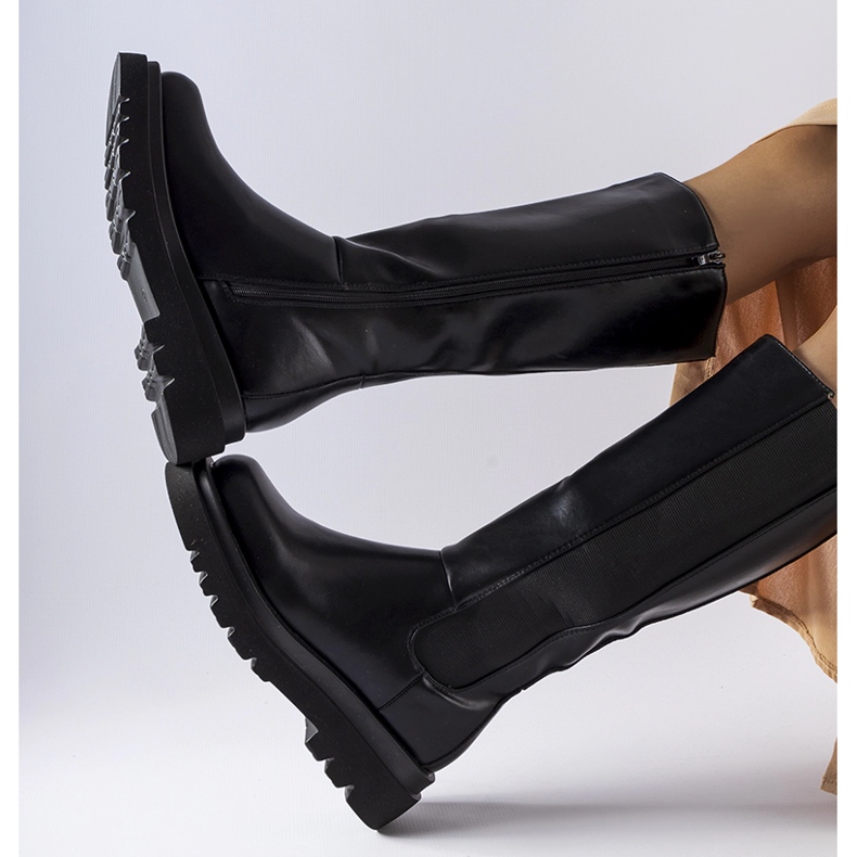 Botas de cano alto pretas na plataforma Clelia preto 1