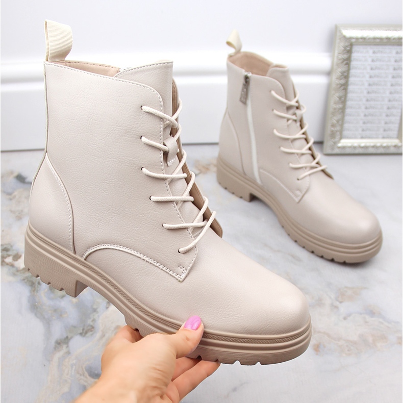 Botas femininas com isolamento, bege, Vinceza 58109 1